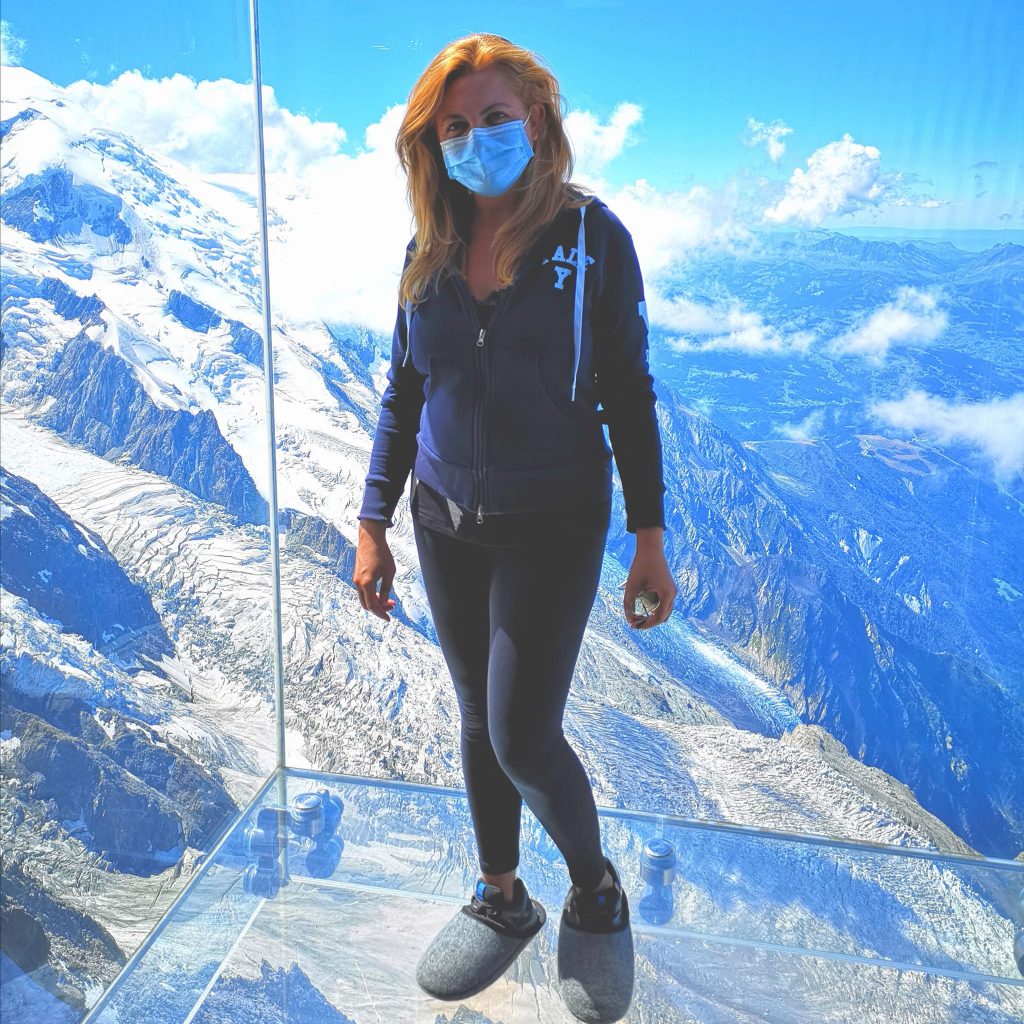 nel box del passo nel vuoto in cima all'Aiguille du Midi